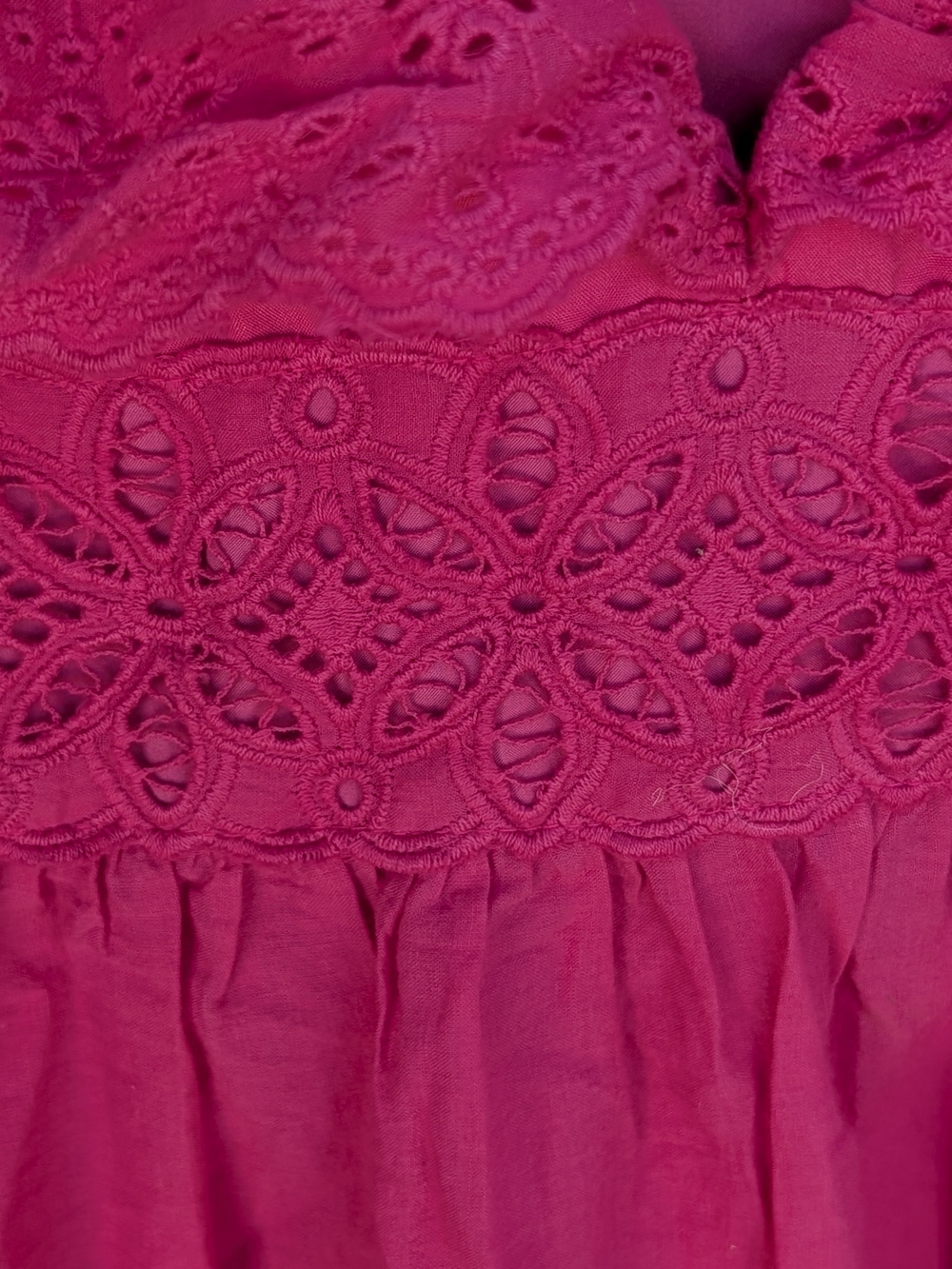 SHEIN Bright Pink Eyelet Ruffle Midi Dress - Picture 4 of 5